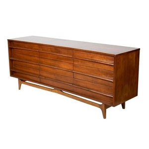 Young MFG - Concave Walnut Credenza/Chest