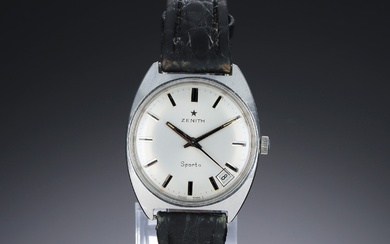 Zenith 'Sporto'. Vintage men's watch in steel with silver dial with date, approx. 1970