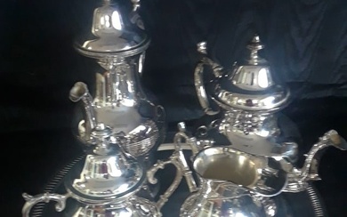 silver Plate Tea set 4 pieces, with tray