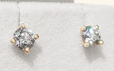 0.80 Carat G VS2-SI1 Stud Diamond Earrings - 14 kt. Yellow gold - Earrings - 0.80 ct Diamond - Screw Back - no reserve