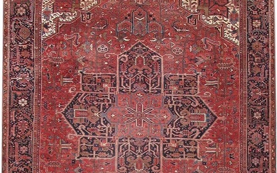 10 x 13 Red Classic Style Hand-knotted Persian Heriz Rug