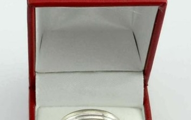 MENS 14KT WHITE GOLD 6.85MM GROOVE WEDDING BAND RING