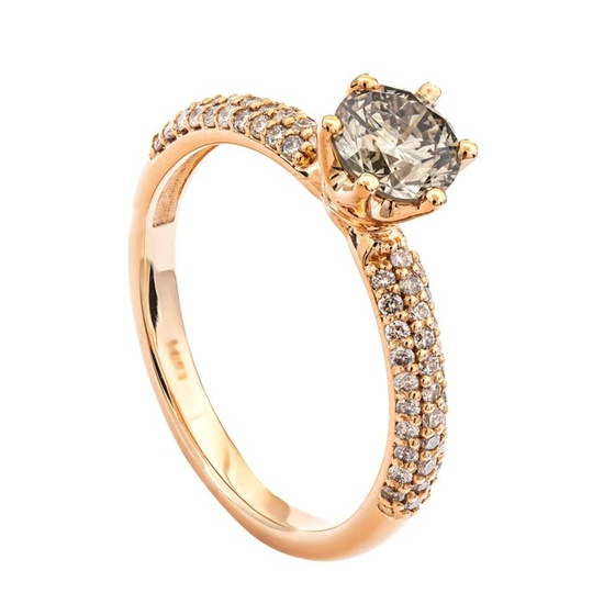 1.11 tcw SI1 Diamond Ring - 14 kt. Pink gold - Ring - 0.80 ct Diamond - 0.31 ct Diamonds