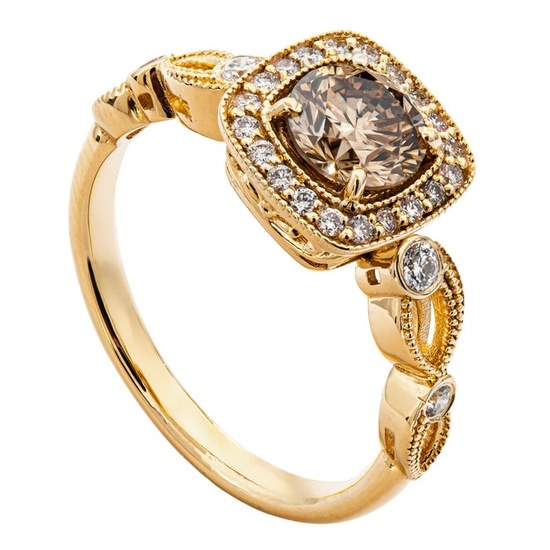 1.13 tcw SI1 Diamond Ring - 14 kt. Yellow gold - Ring - 0.91 ct Diamond - 0.22 ct Diamonds - No Reserve Price