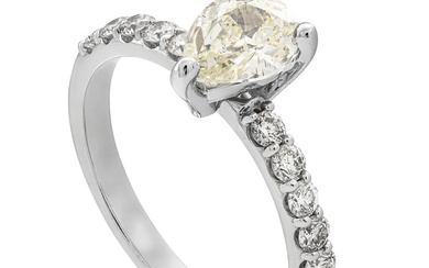 1.15 tcw Diamond Ring - 14 kt. White gold - Ring - 0.78 ct Diamond - 0.37 ct Diamonds - No Reserve Price