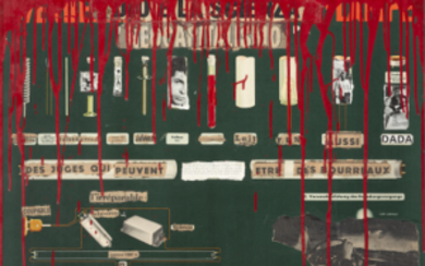 Alain Jouffroy ( Parigi 1928 - 2015 ) , "Neocapitalisme et Neodada" 1961 mixed media and collage on cardboard cm 65x78 Provenance Galleria del Naviglio, Milan Private collection, Milan