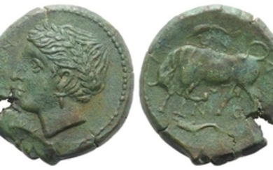 Sicily, Alontion, c. 241-210 BC. Æ (23mm, 9.02g, 12h). Laureate...
