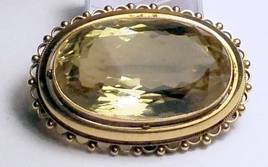 14 k Yellow gold - Brooch and Pendant in 1 Citrine