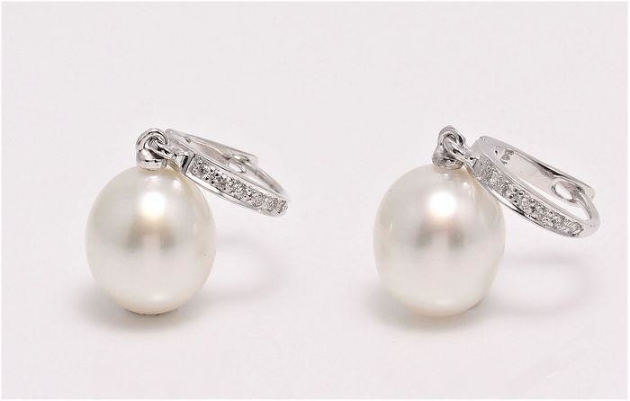 14 kt. White Gold - 9x10mm South Sea Pearl Drops