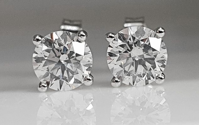 14 kt. White gold - Earrings - 1.44 ct Diamond - No Reserve VS2