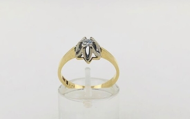 14 kt. White gold, Yellow gold - Ring - 0.10 ct Diamond