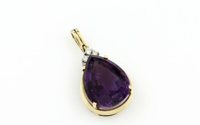 14 kt gold pendant with amethyst and...
