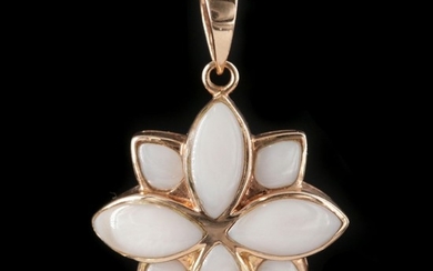14K Rose Gold Mother of Pearl Lotus Motif Pendant