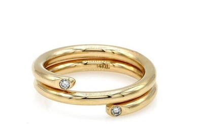 14K Yellow Gold Diamond Coil Ring