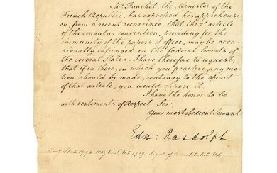 1794 EDMUND RANDOLPH Signed Letter Re: Mr Fauchet