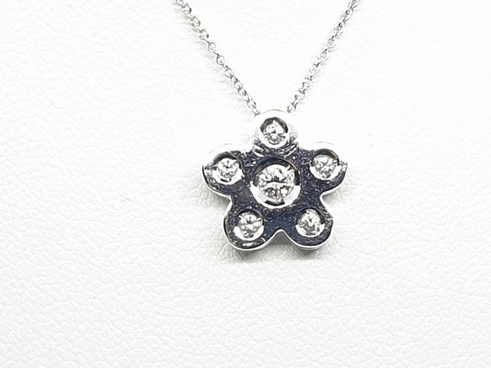 18 kt. White gold - Necklace with pendant - 0.80 ct Diamond