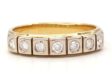 18 kt. White gold, Yellow gold - Ring - 0.42 ct Diamonds