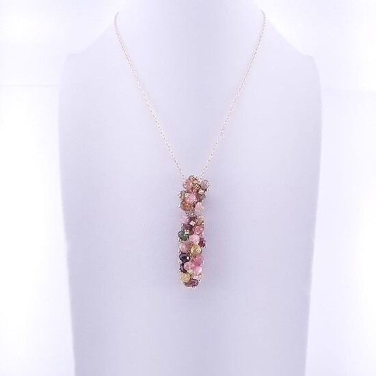 18 kt. Yellow gold - Necklace with pendant - 12.50 ct Tourmaline
