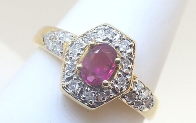 18 kt. Yellow gold - Ring - 0.30 ct Ruby