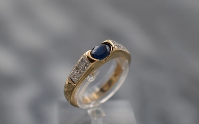 18 kt. Yellow gold - Ring - 0.42 ct Sapphire - Diamonds