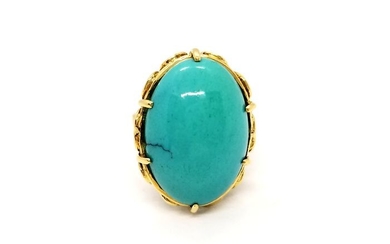 18 kts. Yellow gold - Ring Turquoise