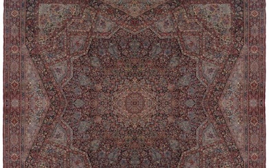 18 x 18 SQUARE LARGE ANTIQUE Multi Color Persian Kerman Rug