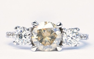 1.86 ct Natural Fancy Gray VS1 - 14 kt. White gold - Ring - 1.16 ct Diamond - Diamonds, No Reserve Price