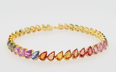 18.96ctw Natural Sapphires - IGI Report - 18 kt. Gold - Bracelet Sapphires - ***NO RESERVE PRICE***