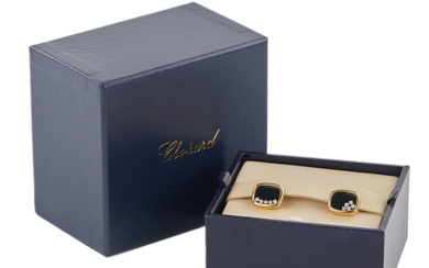 18K gold Chopard cufflinks with diamonds. In original box.
