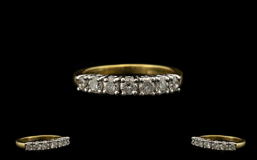 18ct Gold Attractive Seven Stone Diamond Set Dress Ring of E...