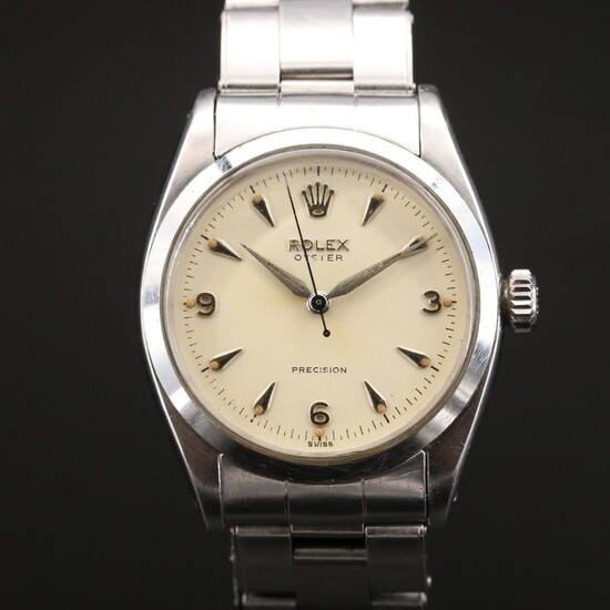 1956 Rolex Oyster Precision 6422 Stainless Steel Stem Wind Wristwatch