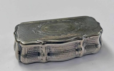 19TH CENTURY CONTINENTAL WHITE METAL SNUFF BOX WITH ENGINE T...