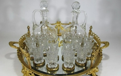 19th C french gilt bronze & Italian crystal liquor set