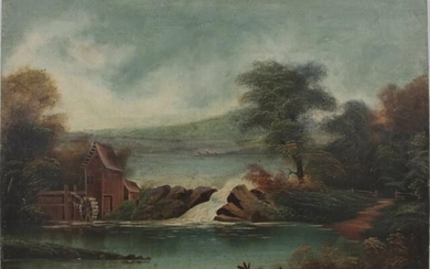 19th Century Landscape with Watermill and Dam