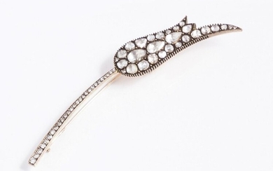 19th century brooch in silver and 14k gold (585 thousandths)...
