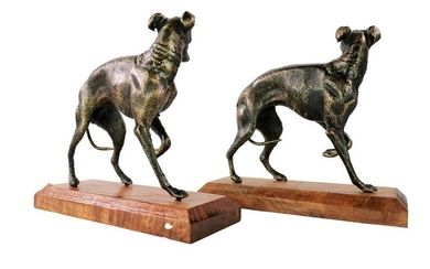 2 Sculptures of a Greyhound - Vintage hound decor