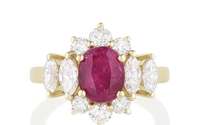 2.19-Carat Burmese Unheated Ruby and Diamond Ring, GIA Certified