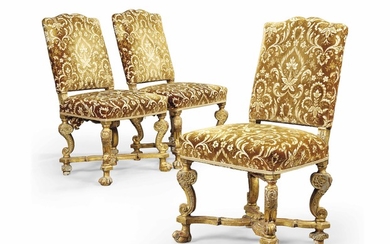 A SET OF THREE ANGLO-DUTCH GILTWOOD SIDE CHAIRS, EARLY 18TH CENTURY