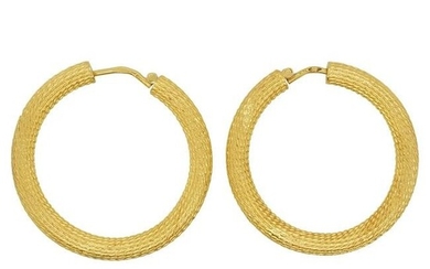 22k Gold Textured Hoop Earrings