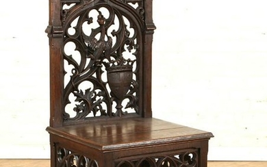 FRENCH OAK GOTHIC REVIVAL CHAIR OPEN WORK C.1880