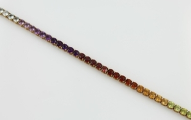 18 kt gold rainbow bracelet with coloured...