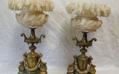 Pair of Ornamental Vases or Coupes (2) - Charles X - Alabaster, Bronze (gilt) - mid 19th century
