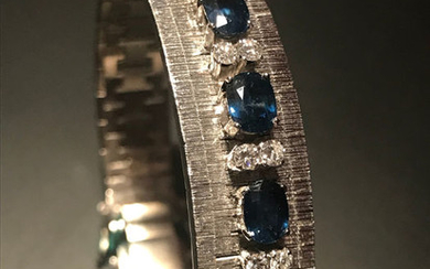 18 kt. White gold - Bracelet - 3.55 ct Sapphire - Diamonds