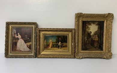 3 Oil/Board & Canvas Victorian Figural Paintings