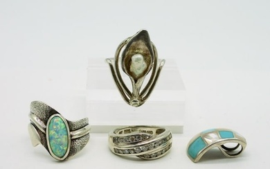 (3) Sterling Rings & a Pendant