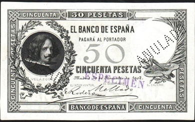 30 de noviembre de 1902. 50 pesetas. Prueba. SC. Buen ejemplar. Escaso