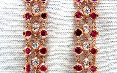 3.00ct natural deep red ruby diamond by yard dangle earrings 14kt.+