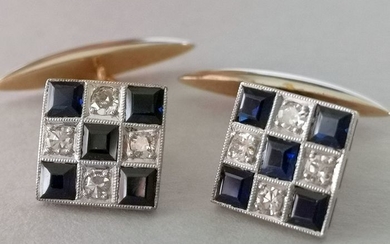 18kt Gold and Platinum Diamonds and Sapphires - Cufflinks 1930