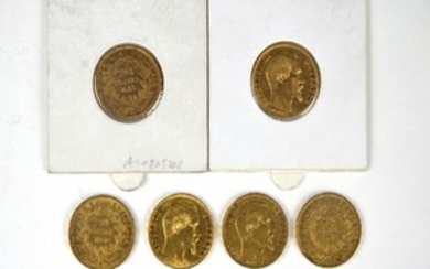 6x 20 Francs Or Napoléon III tête laurée