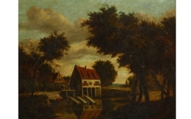 AFTER MEINDERT HOBBEMA The watermill oil on canvas...